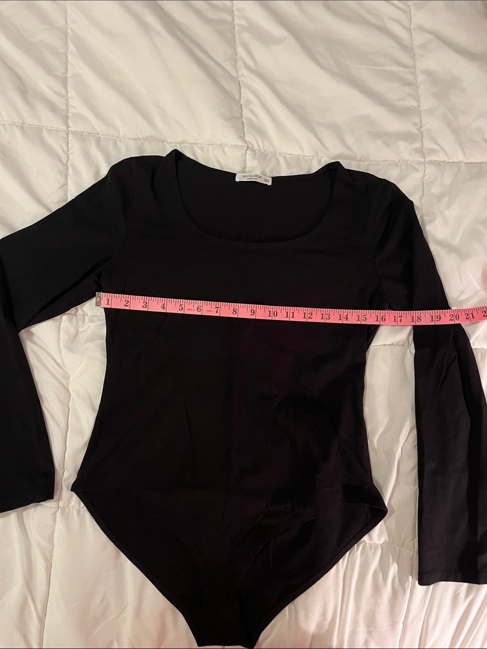 Long-Sleeve Black Scoop Neck Bodysuit